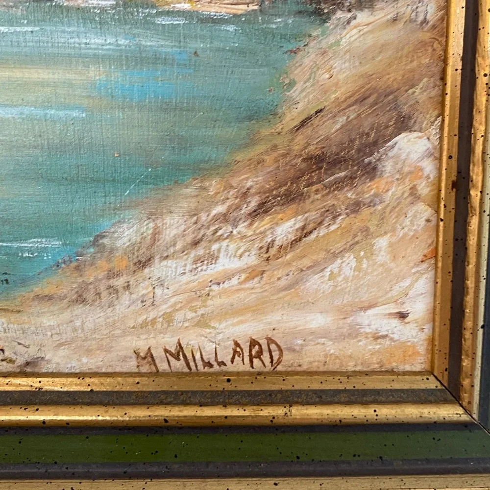 Vintage Original Oil Painting Fall Spring Farm Barn Landscape Signed M Millard - Picture 4 of 11